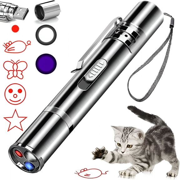 Rechargeable Cat Laser Pointer Toy, USB Wand with Adjustable