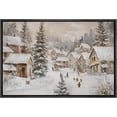 thumbnail image 2 of IDEA4WALL Framed Canvas Art Wall Decor Painting Rustic Winter Village Scene Snow-Covered Cottages and Pine Trees Fine Art Vintage Retro Chic for Dorm Home Office - 24"x36" Black, 2 of 5