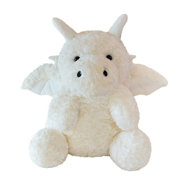 Juguetes de peluche de dragón con adorno de alas, suave almohada de dragón volador de dibujos animados para Blanco