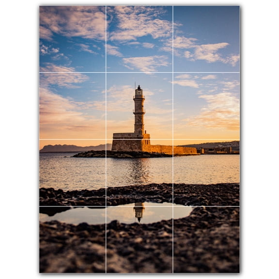 Picture-Tiles.com: Lighthouse Ceramic Tile Wall Mural WAL500826-34M. 18"W x 24"H using (12) 6" x 6" Ceramic Tiles-Satin Finish