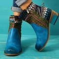 thumbnail image 2 of Fesfesfes Chelsea Boots for Teen Girls Oversized Short Winter Thick Ethnic Style Low Heels Multi-color Roman Boots 6(37), 2 of 4