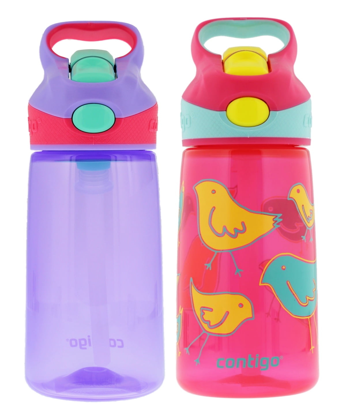 Contigo Autospout Straw Striker Kids Water Bottles, 14oz, 2pk BPAfree Reusable Water Bottle