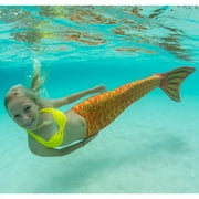 Fin Fun Mermaidens - Mermaid Swimming Tails with Monofin for Kids, Kids 10 Size, Tropical Sunrise, 2 Pcs