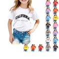 thumbnail image 1 of SUXIAN T-shirts pour Enfants Mode Décontractée Imprimé Col Rond Ample Manches Courtes T-Shirt Haut Col Rond Hauts pour Filles Blanc_002 5-6 Ans, 1 of 4