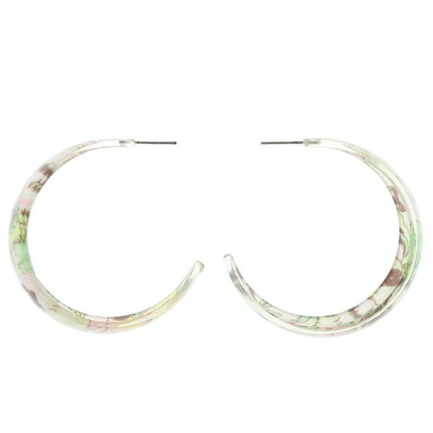 Mi Amore Clear & Multi Colored Plastic HoopEarrings