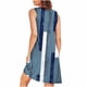 thumbnail image 5 of Camisón sin mangas con bolsillos y estampado para mujer, camisón plisado con cuello redondo, vestido de poliéster para mujer, 5 of 7