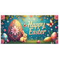 thumbnail image 3 of Adorable Bunny Chick Easter Banner with Flowers Eggs Background Party Decorations Photo Props Easter Celebration Spring Festival Home Decor, 3 of 4