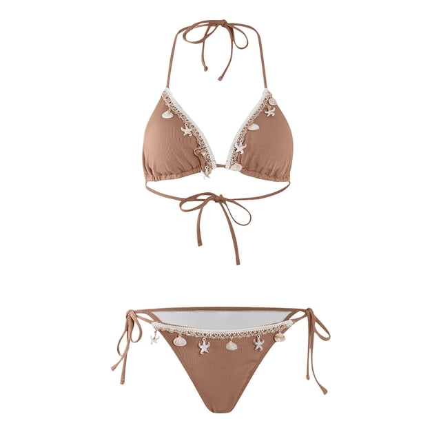 Trajes de Baño de Bikini de Mujer Nuevo Diseño Dividido de Moda, Bikini Casual Sexy con Almohadilla de Pecho Extraíble