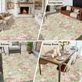thumbnail image 6 of Area Rug 5'x7', Pink Flowers Non-slip Runner Rug Carpet for Bedside, Green Country Botanical Floral Leaves Washable Outdoor Indoor Area Rugs Mat for Entryway/Living Room/Bedroom/Kitchen/Office, 6 of 9