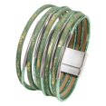 thumbnail image 1 of Pulsera rígida para mujer de cuero sintético PU, duradera, versátil, fácil de usar, multicapa. Verde, 1 of 9