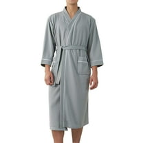 Dagugfen Robes for Men Long Sleeve Soft Sleepwear Loose Pajamas Belt Bathrobe for Spa with Pockets