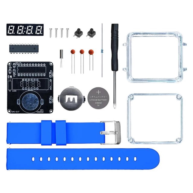 Bunblic DIY Electronic Watch Kit LED Digital Display for Teaching Aids Creative Gift Blue