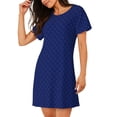 thumbnail image 2 of Honeii Navy Blue Print Women's Loose Short Sleeve Nightgown, Soft Cotton Sleepwear, Comfy Loose Fit Pajama Dress for Sleep and Lounge, 2 of 6
