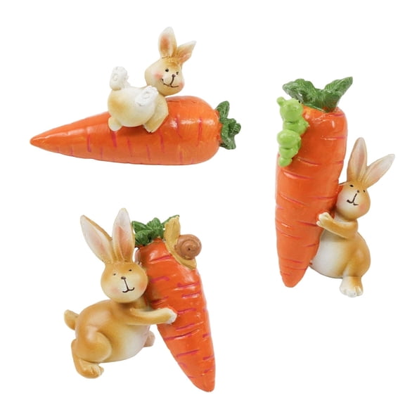 Easter Figurine Decor- Small Rabbit Figurine Statue Ornaments for Tabletop Living Room Decorations, Festive Gift for Spring & Easter Set of 3 Style1