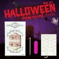 thumbnail image 4 of Halloween Press on Nails Short Square Fake Nails Purple Glitter Black Bat Acrylic Nails Reusable Artificial Glossy Stick on Nails for Women DIY Day of the Dead Glue on Nails Multicolor Halloween, 4 of 4