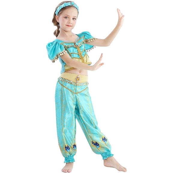 KAWELL 3‑Piece Arabian Princess Costume Set, Aladdin Themed Outfit with Cape