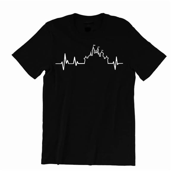 Mickey and Minnie Heartbeat T-Shirt, Vacation Shirt Casual Short Sleeve (Black-2X Large)