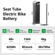 YOSE POWER 48V 13Ah Ebike Battery,Silver Fish electric bicycle for 200W/250W/300W/350W/500W/700W with charger,Electric Bike Bicycles Folding Bike Mountain Bike Pedelec bike(black color)