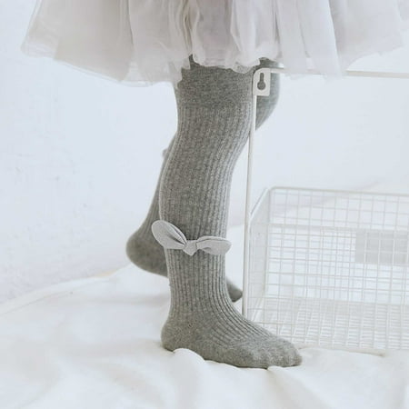 YYYTop Infant Soft Tights for Kids Lightweight Crew Socks Bow Tie Toddler Seamless Leggings Tights for Baby Girls Winter Knit Warm Newborn Pants Stockings Leggings Little Girls Cotton Pantyhose