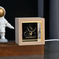 3D Deer 1.9 Inches Crystal Night Light with Warm White LED Light, Glass Lamp Table Lamp as a Birthday and Christmas Gift for Teens Boys and Girls,Square