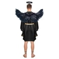 thumbnail image 2 of TiaoBug Men's Angel Dress Gold Trim Batwing Sleeve Robe with Wings and Headwear 3 Pcs Angel Outfits for Men Black S, 2 of 7