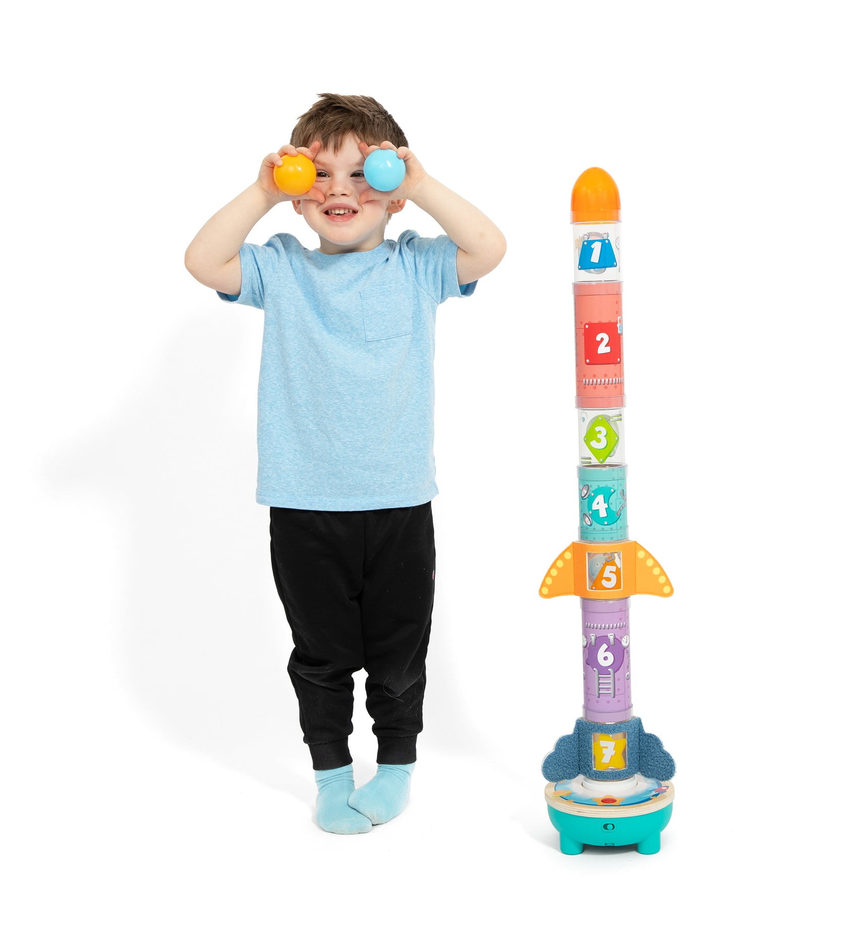 Hape Air Rocket Stacking Tower, Interactive Building Toy, Unisex, Toddlers Ages 24M+