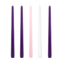 Mega Candles 5 pcs Unscented Christmas Advent Taper Candle, Hand Poured Wax Candles 12 Inch x 7/8 Inch, Holidays, Church, Devotional, Celebration, Party & More