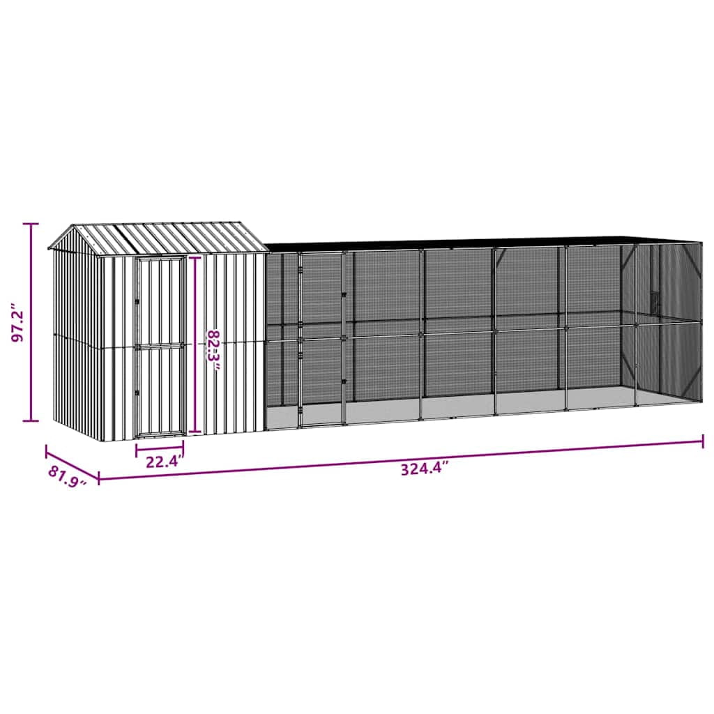 vidaXL Bird Cage Anthracite 824 x 208 x 247 cm Galvanized steel