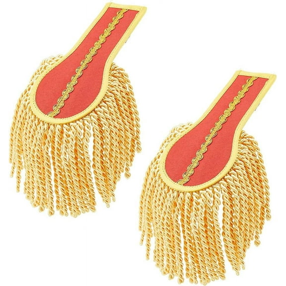 2PCS Tassel Shoulder Detachable Cloth Ringmaster Shoulder Tassel Epaulettes Gold Chain Badge Pin for Costume Accessories Cosplay Carnival Red DIY