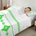 thumbnail image 4 of Castle Fairy Hippie Aztec Border King Sheets 4pcs,Tribal Geometric Strip Bedding,White Bright Green,1 Flat Sheet, 1 Fitted Sheet and 2 Pillowcases, 4 of 7