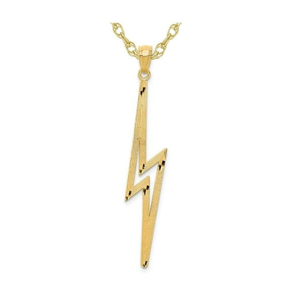 14K Yellow Gold Polished Lightning Bolt Pendant Necklace with Chain for Women