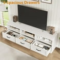 thumbnail image 6 of TV Stand for 75 in TV, Mid-Century Modern Entertainment Center with Storage Drawer, TV Console with Open Shelves, Wood Media Console TV Cabinet for Living Room, White, 6 of 7