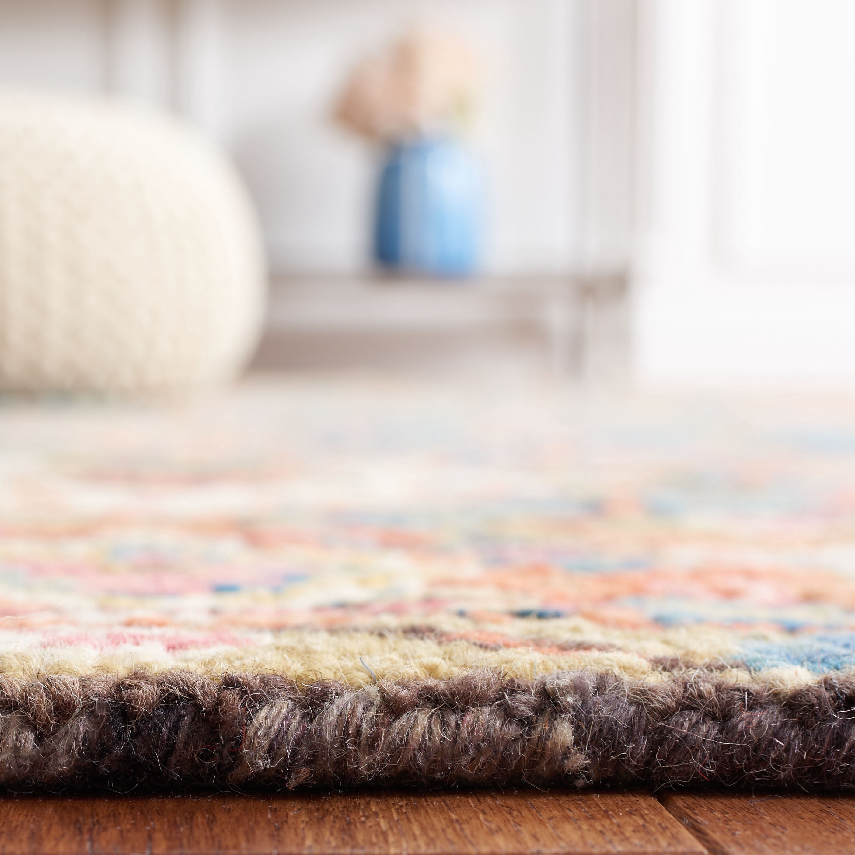 SAFAVIEH Blossom Merletta Floral Area Rug, Blue/Rust, 6' x 6' Square