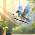 thumbnail image 2 of OIUR Bluebird Hanging Decoration Stained Glass Art Bird Ornament 2D Flat Acrylic Pendant for Window Wall Home Garden Decor, 2 of 7