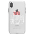 thumbnail image 1 of DistinctInk Clear Shockproof Hybrid Case for iPhone XR (6.1" Screen) - TPU Bumper Acrylic Back Tempered Glass Screen Protector - So Hot I Have My Own Firefighter, 1 of 5