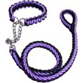 thumbnail image 4 of Dog Leash Anti-Pull Rope Training Leash Braided Collar Training Walking Jogging Purple + Black, 4 of 5