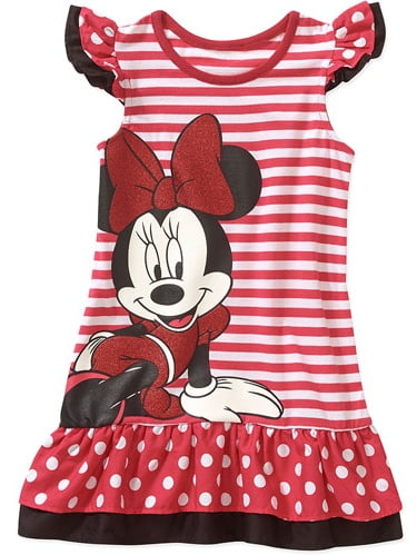Minnie Mouse Baby Toddler Girl Tee Shirt Dress - Walmart.com
