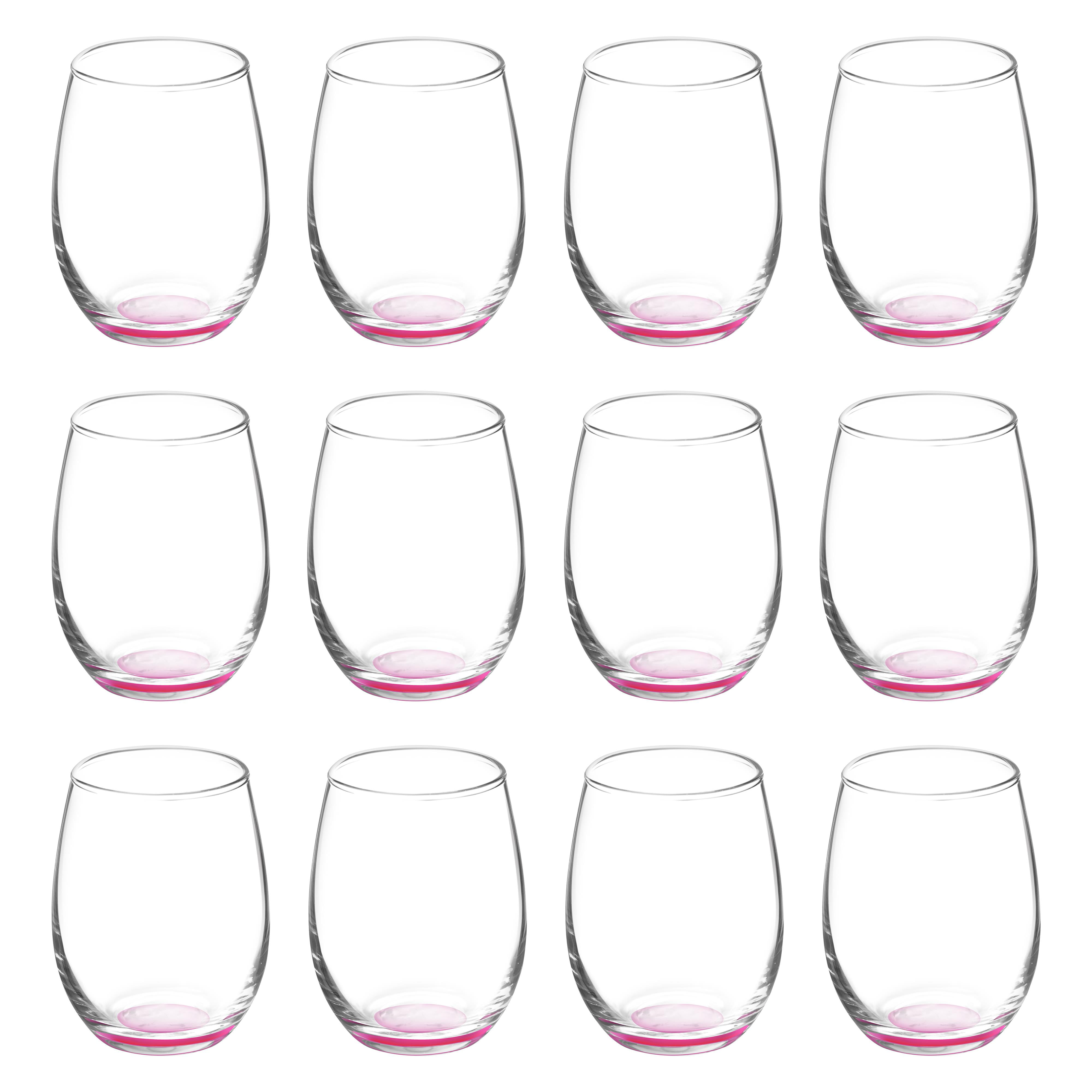 JoyJolt HUE Stemless Wine Glass Set. Large, 15 oz, Stemless, Set of 6.  Short Wine Tumblers for White Wine, Red Wine, Water, No Stem Margarita  Glasses, Colored: Wine Glasses 