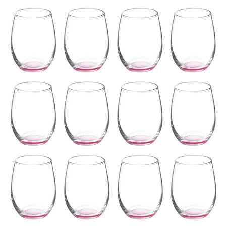 

Stemless Wine Glasses by ARC 5.5 oz. Set of 12 Bulk Pack - Perfect for Hotel Bar Restaurant or Lounge - Pink
