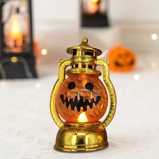 Luces de calabaza decorativas de Halloween, luces de viento galvanizadas vintage, velas electrónicas de plástico de Pascua