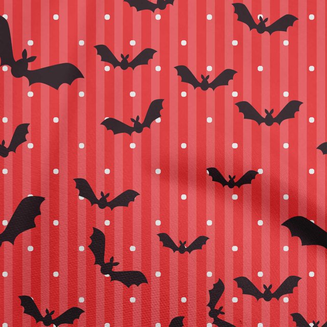 oneOone Cotton Poplin Red Fabric Halloween Sewing Material Print Fabric By The Yard 56 Inch Wide