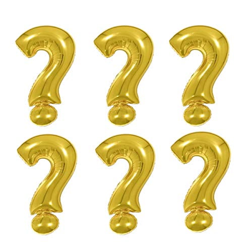 Creaides 10 Pcs Gold Symbol Question Mark Balloons Aluminum Mylar Helium Foil 16 Inch Balloons for Baby Shower Gender Reveal Party Suppliers