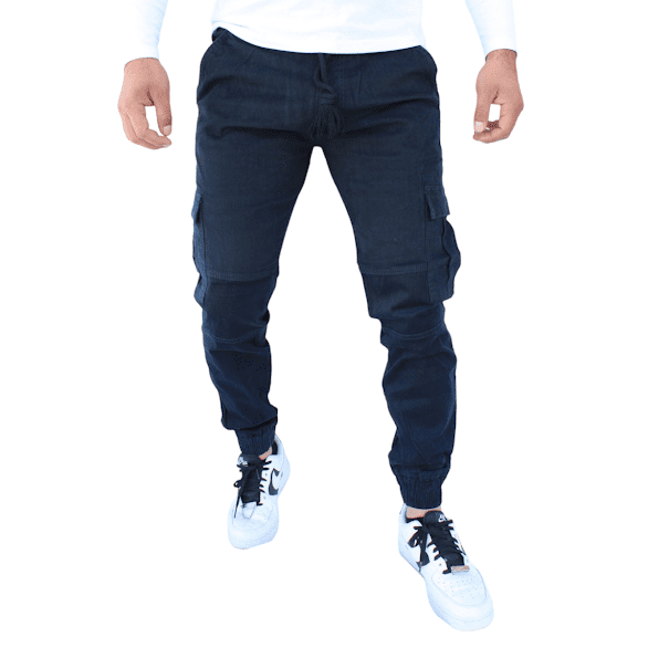 Jogger cargo de gabardina stretch John Silver Corte skinny color azul petróleo