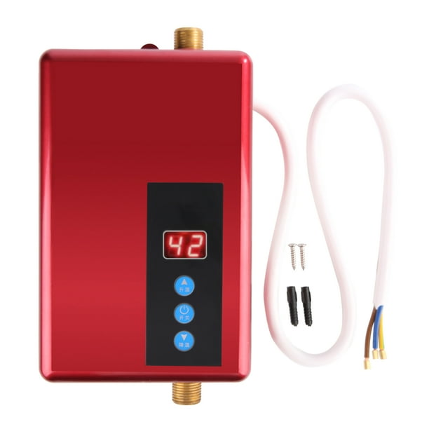 Mini calentador de agua eléctrico instantáneo de 5,5 KW - Sistema de agua caliente para cocina y ducha (rojo)