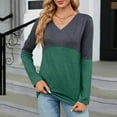 thumbnail image 4 of Edvintorg Patchwork Blouse Women Long Sleeve Fall 2025 Women's V Neck Sexy Casual Loose Fit Basic Blouse Tops Tunic Blouse, 4 of 6