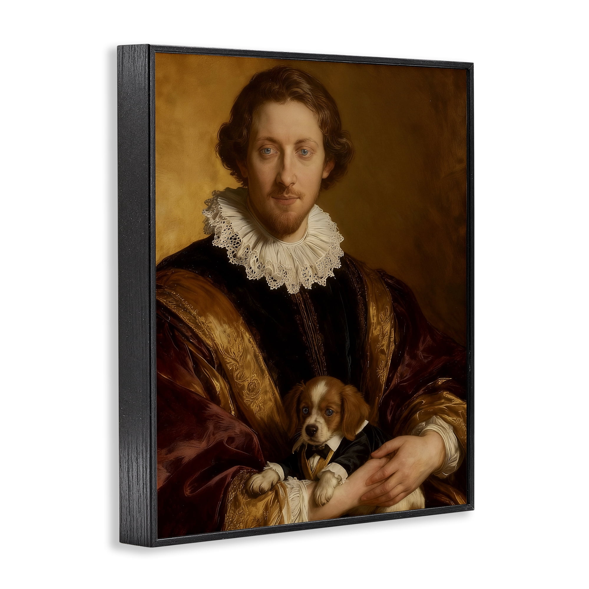 Stupell Industries Renaissance Noble with Loyal Companion Black Framed Giclee Art, design by CAD Designs