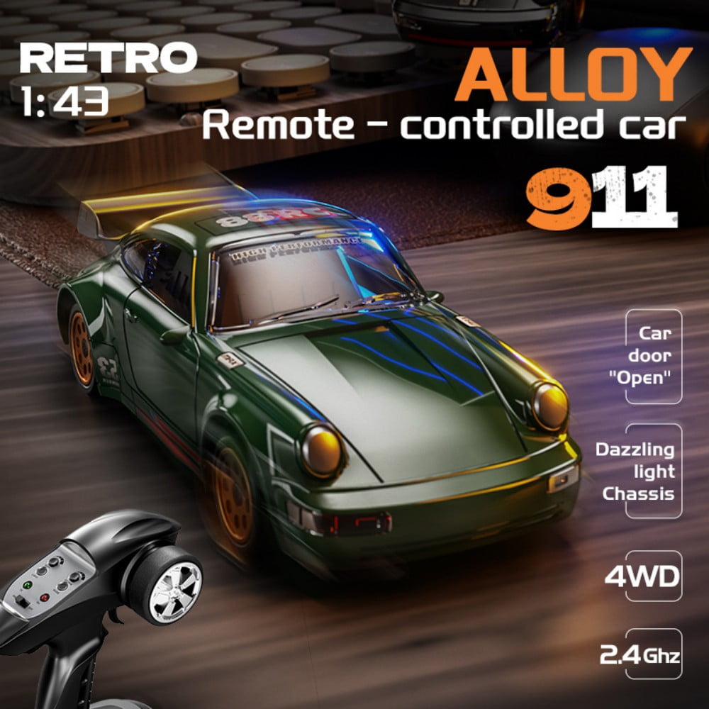 Mini RC Drift Car with Gyro, 1/43 Scale Remote Control Car Model with Openable Doors, Desktop Racing Vehicle for Hobbyists & Gifts