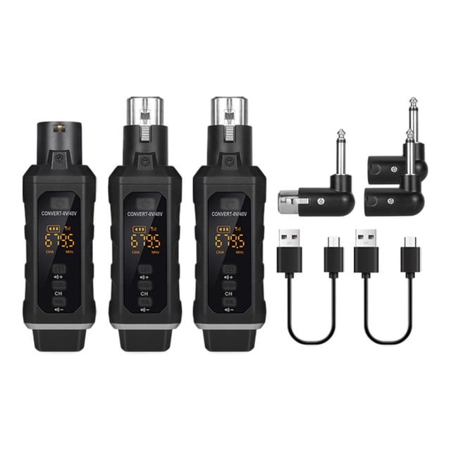Transmisor y receptor de guitarra 48V Transmisor y receptor XLR para mezclador de audio con 2 transmisor