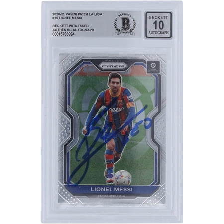 Lionel Messi FC Barcelona Autographed 2020-21 Panini Prizm La Liga #15 BAS Authenticated 10 Card - Fanatics Authentic Certified