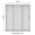 thumbnail image 3 of Ropero Closet Madesa Lyon 3 Puertas Corredizas Blanco 205 cm alto x 170 cm ancho x 46 cm fondo, 3 of 10